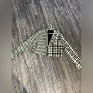 Forever 21 Checkered Blazer - Black and Cream